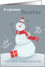 Brother Merry Christmas Grey and Red Snowman card