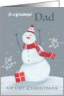 Dad Merry Christmas Grey and Red Snowman card