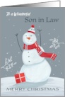 Son in Law Merry Christmas Grey and Red Snowman card