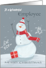 Employee Merry Christmas Grey and Red Snowman card