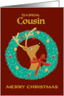 Cousin Christmas Reindeer Wreath card