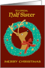 Half Sister Christmas Reindeer Wreath card