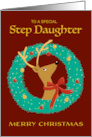 Step Daughter Christmas Reindeer Wreath card