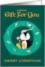 Gift Card Christmas Penguin in Wreath card