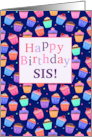 Sister Happy Birthday Cupcakes Pattern card