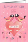 Wife Anniversary Love Birds on Heart card