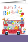 Happy 2nd Birthday Party Animal Bus card