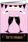 Engagement Congratulations Champagne Glasses and Confetti card