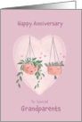 Grandparents Anniversary Cute Hanging Pot Plants card