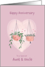 Aunt and Uncle Anniversary Cute Hanging Pot Plants card