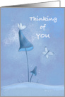 Thinking of You Blue Mushrooms and Butterflies card