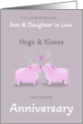 Son & Daughter in Law Anniversary Cute Kissing Pigs card