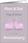 Mom & Dad Anniversary Cute Kissing Pigs card