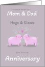 Mom & Dad Anniversary Cute Kissing Pigs card