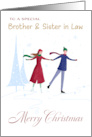 Brother and Sister in Law Christmas Skating Couple card