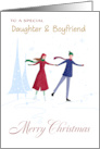 Daughter and Boyfriend Christmas Skating Couple card