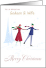Godson and Wife Christmas Skating Couple card