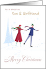 Son and Girlfriend Christmas Skating Couple card