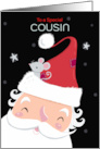 Cousin Christmas Santa with Cute Mouse Hat card