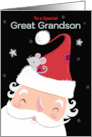 Great Grandson Christmas Santa with Cute Mouse Hat card