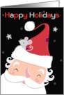 Happy Holidays Santa with Cute Mouse Hat card