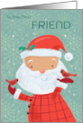 Friend Cute Santa with Red Cardinal Birds card