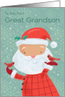 Great Grandson Cute Santa with Red Cardinal Birds card