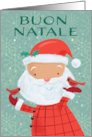 Buon Natale Italian Cute Santa with Red Cardinal Birds card