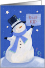Best Kid Christmas Snowman with Tall Black Hat card