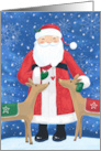 Santa Claus with Christmas Reindeer card