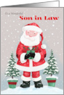 Son in Law Santa Claus with Gift and Trees card