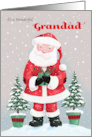 Grandad Santa Claus with Gift and Trees card
