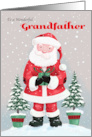 Grandfather Santa Claus with Gift and Trees card