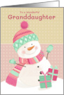 Granddaughter Christmas Cute Pink Snowman card