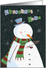 Christmas Time Watch Cute Snowman card