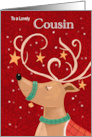 Cousin Christmas Red Reindeer card