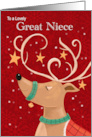 Great Niece Christmas Red Reindeer card