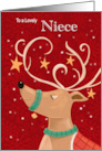 Niece Christmas Red Reindeer card