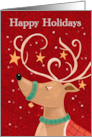 Happy Holidays Red Reindeer card