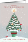 Aunt and Boyfriend Christmas Tree with Gold Star card