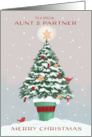 Aunt and Partner Christmas Tree with Gold Star card