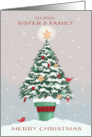 Sister and Family Christmas Tree with Gold Star card