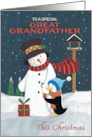 Great Grandfather Christmas Snowman with Penguin card