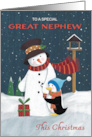 Great Nephew Christmas Snowman with Penguin card