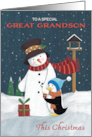 Great Grandson Christmas Snowman with Penguin card