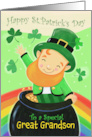 Great Grandson St Patrick’s Day Leprechaun Pot of Gold Rainbow card