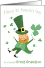 Great Grandson St Patrick’s Day Jolly Leprechaun and Shamrocks card