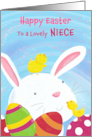 Niece Happy Easter Bunny with Chicks and Eggs card