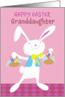 Granddaughter Happy Easter White Bunny with Easter Eggs card