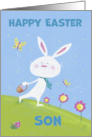Son Happy Easter White Bunny and Butterflies card